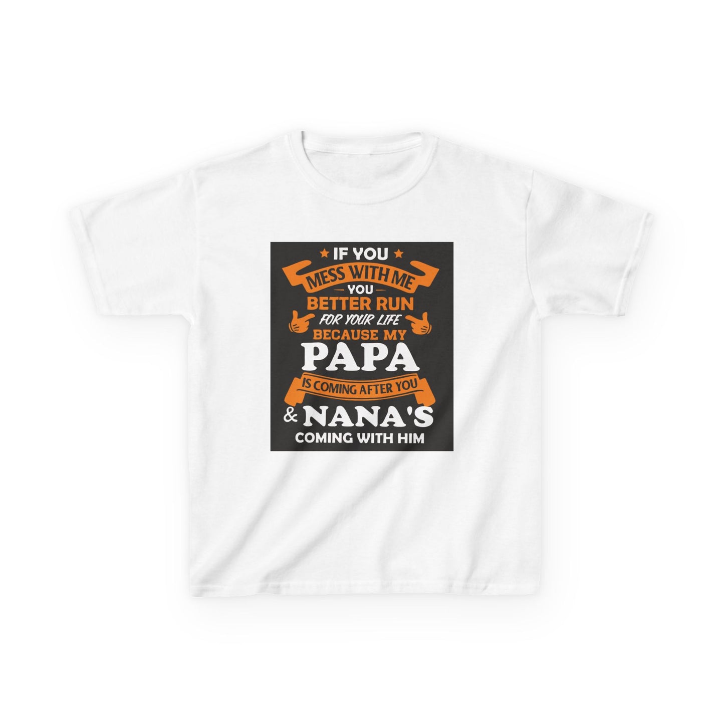 Mess With Me Better Run Kids Tee | Funny Kid Running Quote, Orange Banner Design