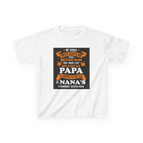 Mess With Me Better Run Kids Tee | Funny Kid Running Quote, Orange Banner Design