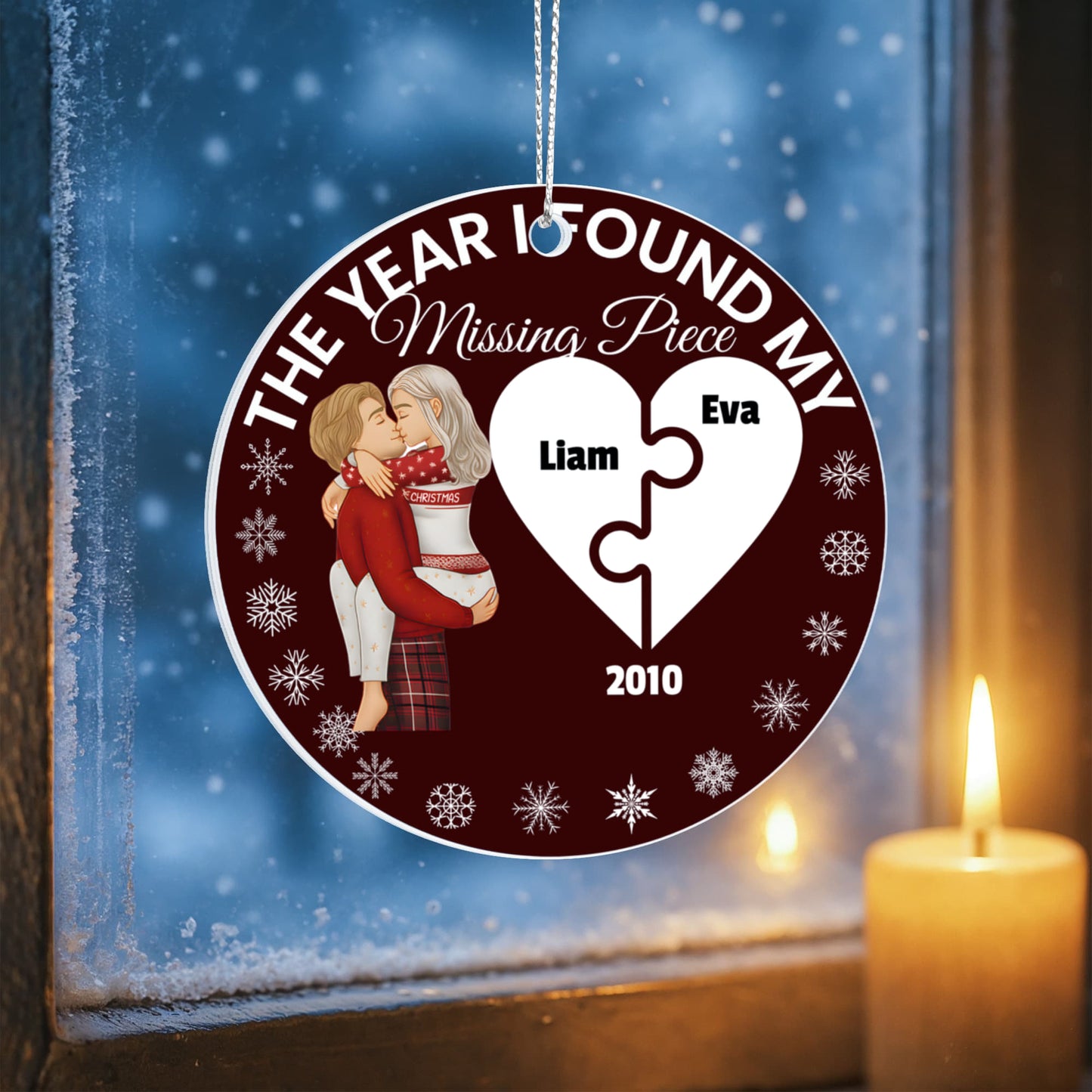 The Year I Found My Missing Piece – Personalized Couple Christmas Ornament