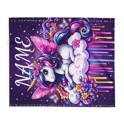 Personalized Unicorn Fleece Blanket – Custom Name Gift for Girls