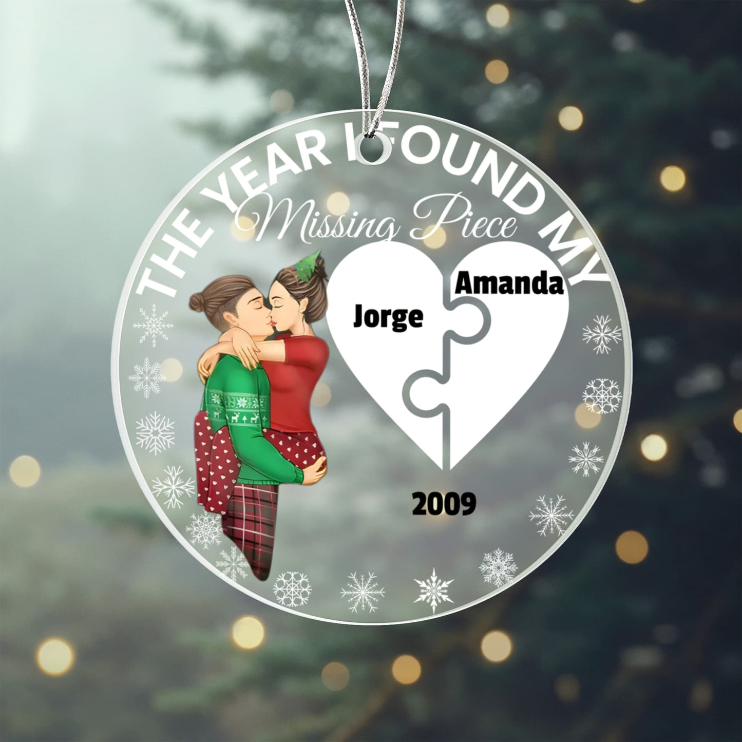 The Year I Found My Missing Piece – Personalized Couple Christmas Ornament
