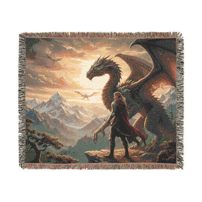 Fourth Wing Woven Blanket | Tairn, Sgaeyl and Andarna Fantasy Throw, Iron Flame Empyrean Book-Lovers Gift, Onyx Storm Home Decor