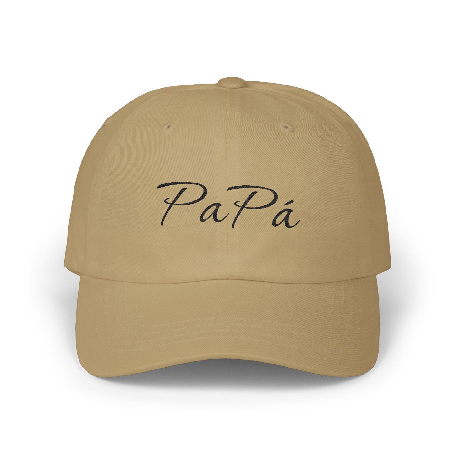 Papá script embroidery Dad Cap | White adjustable hat