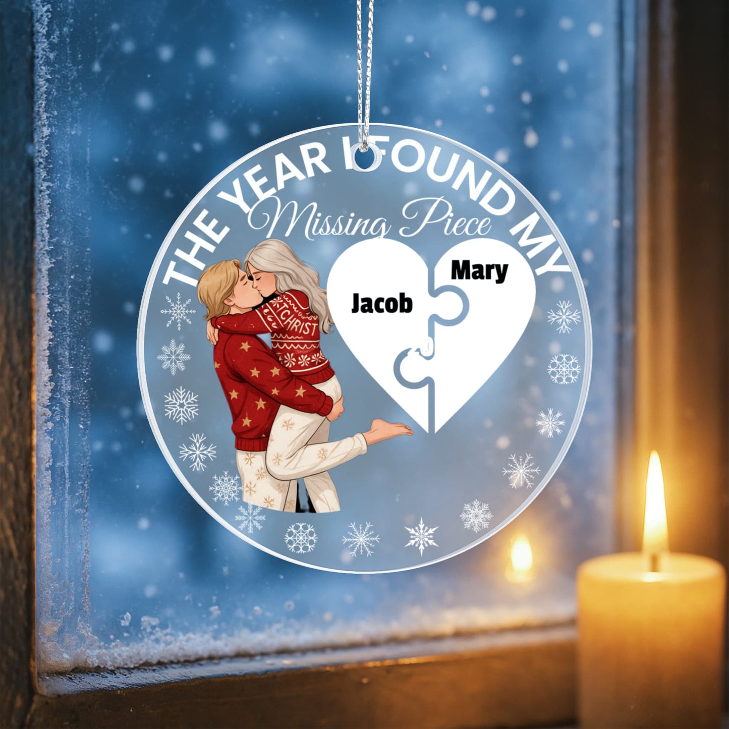 The Year I Found My Missing Piece – Personalized Couple Christmas Ornament