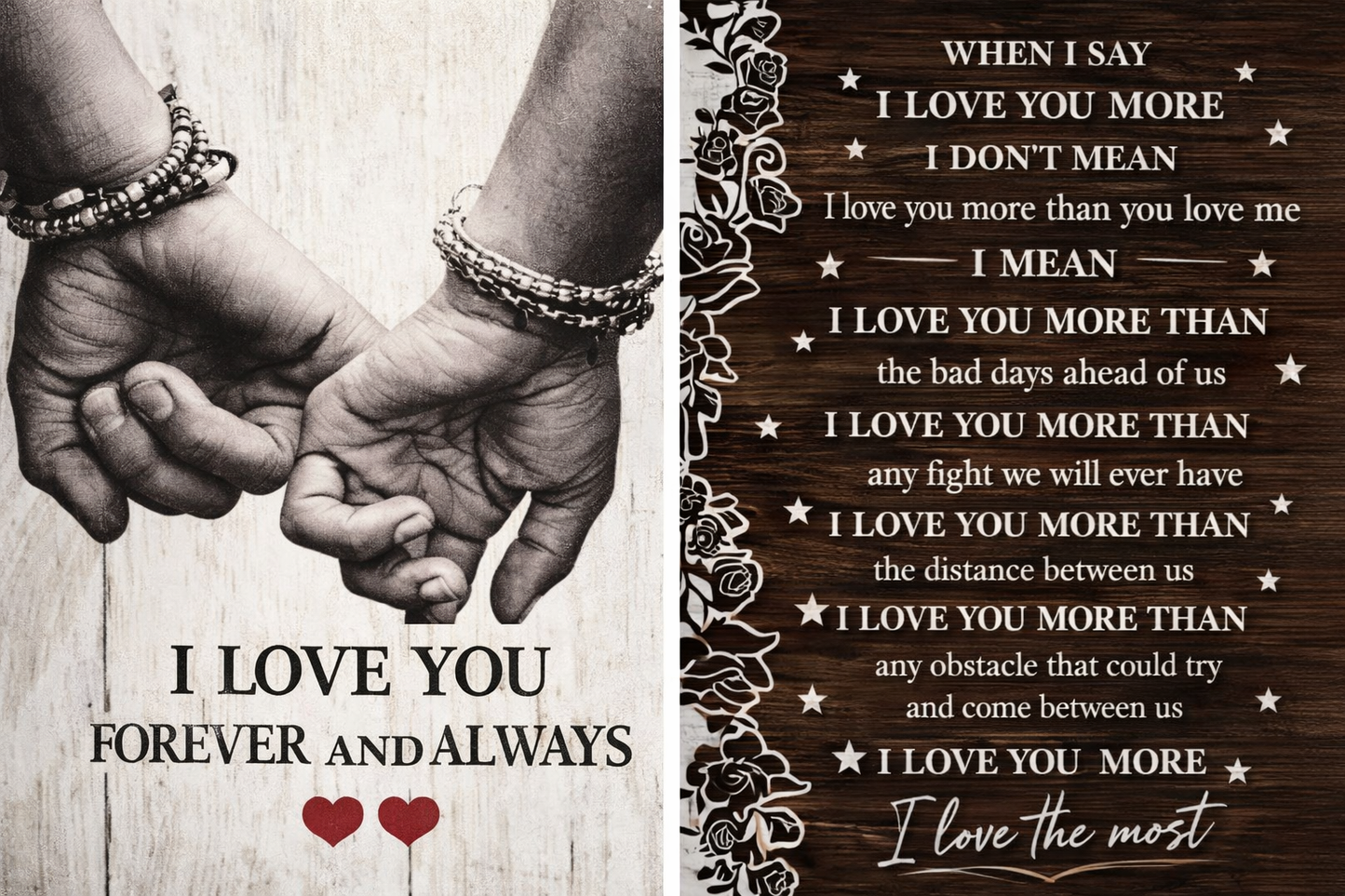 “We're a Team” Romantic Canvas Wall Art – I Love You More Than Anything Quote, Couple Gift for Husband or Wife, Anniversary & Wedding Decor