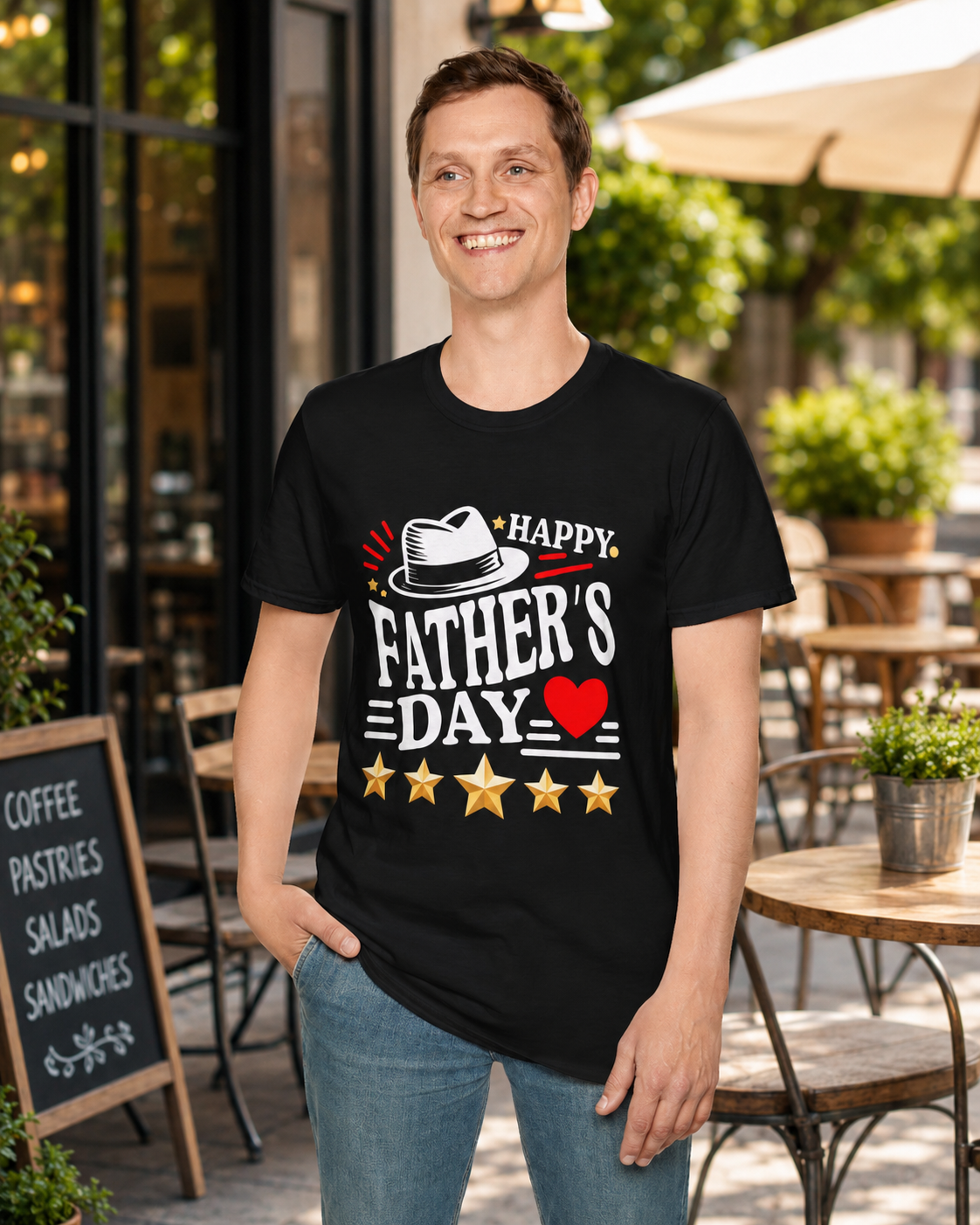 Happy Father's Day heart and stars T-Shirt | Father's Day Tee