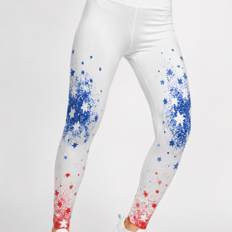Red White Blue Star Gradient Leggings