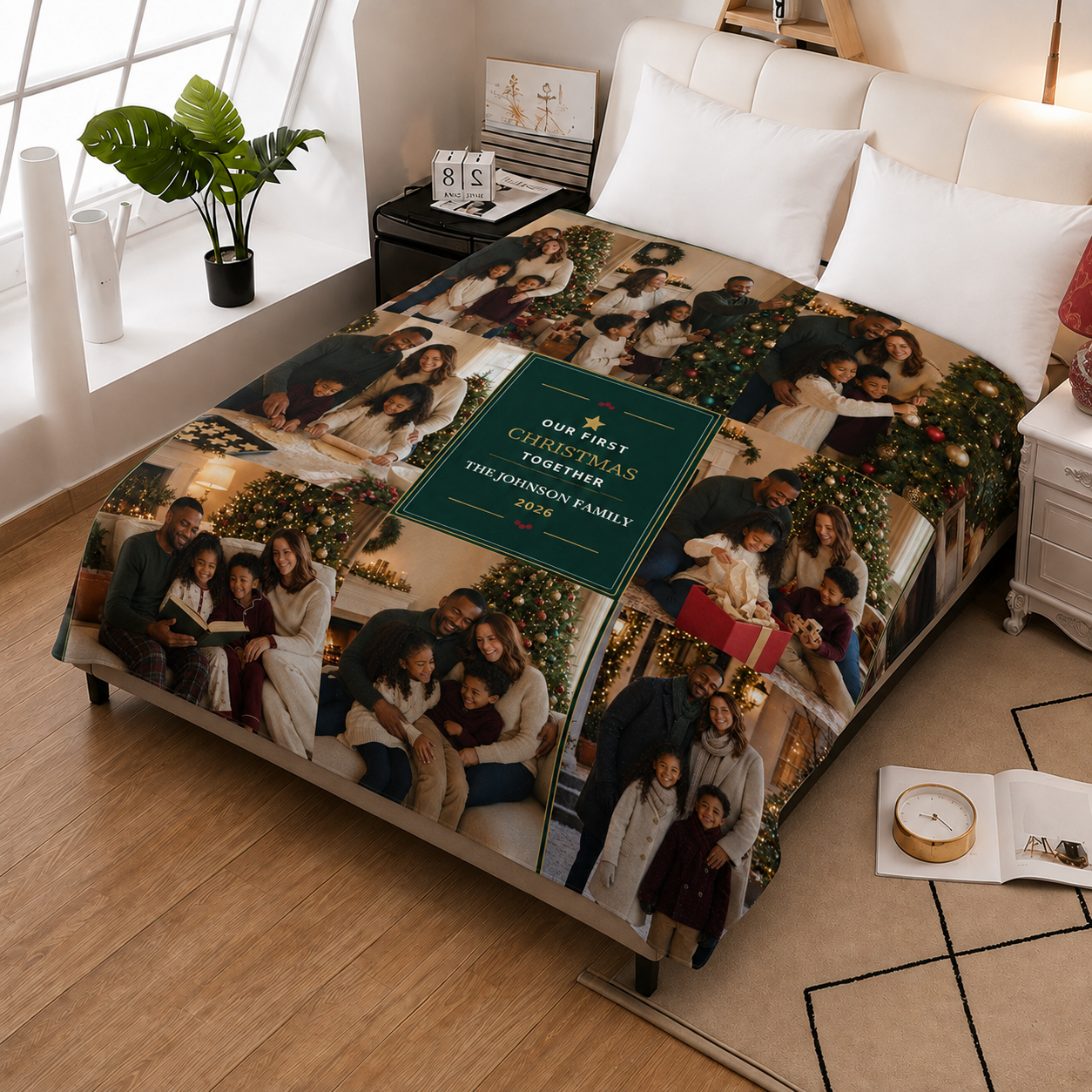 Our First Christmas Together Personalized Photo Blanket | Custom Family Collage Keepsake