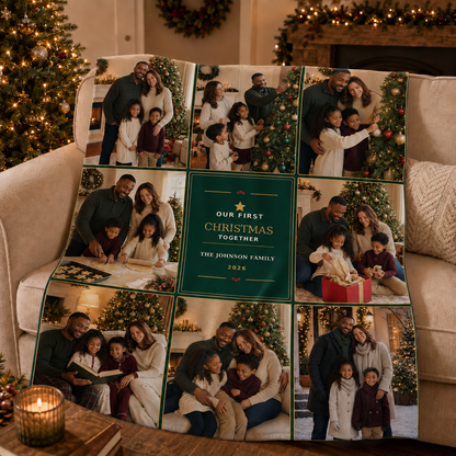 Our First Christmas Together Personalized Photo Blanket | Custom Family Collage Keepsake