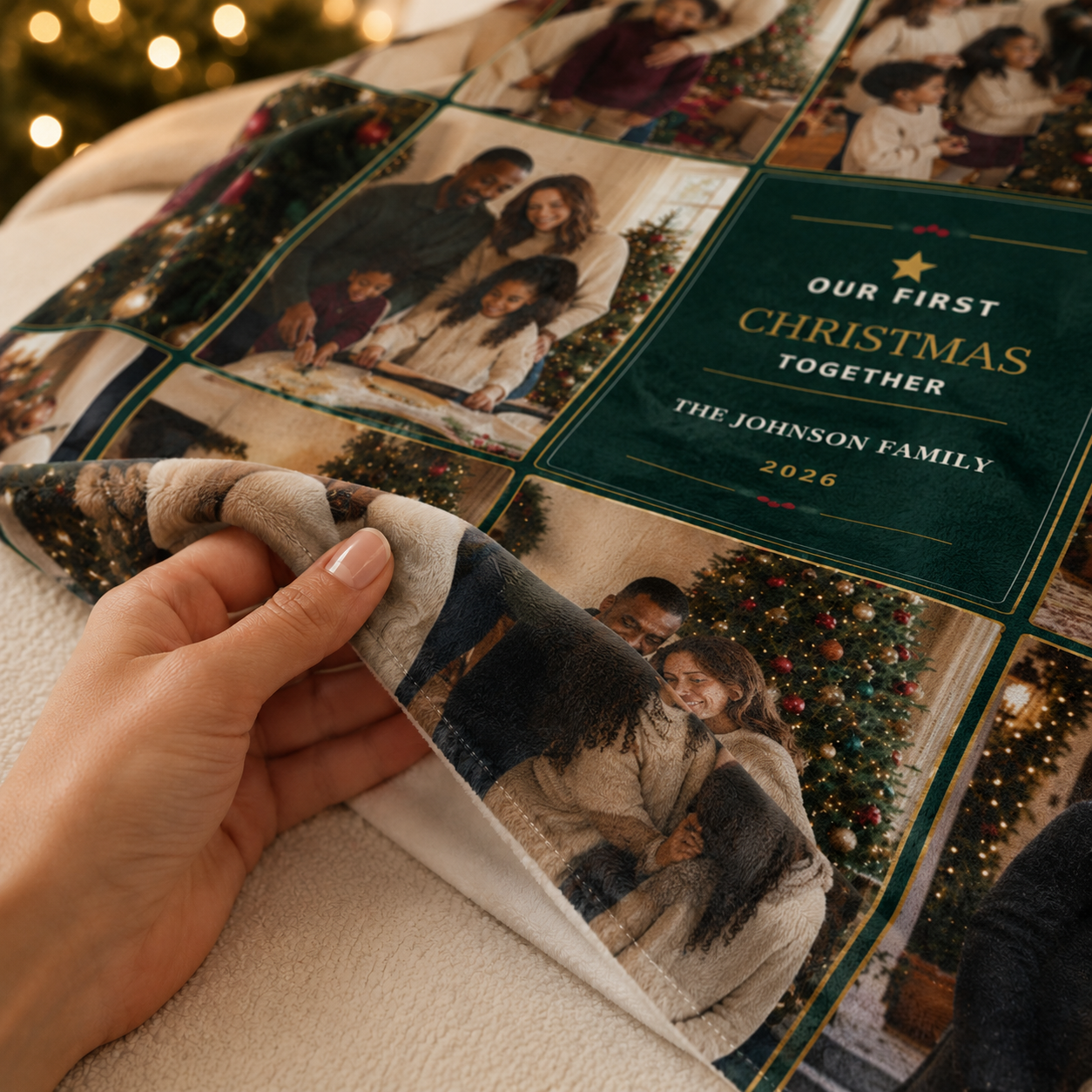 Our First Christmas Together Personalized Photo Blanket | Custom Family Collage Keepsake