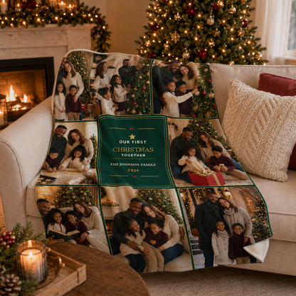 Our First Christmas Together Personalized Photo Blanket | Custom Family Collage Keepsake