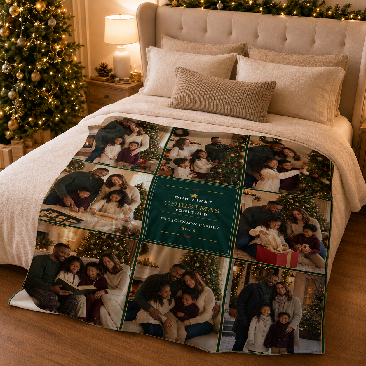 Our First Christmas Together Personalized Photo Blanket | Custom Family Collage Keepsake