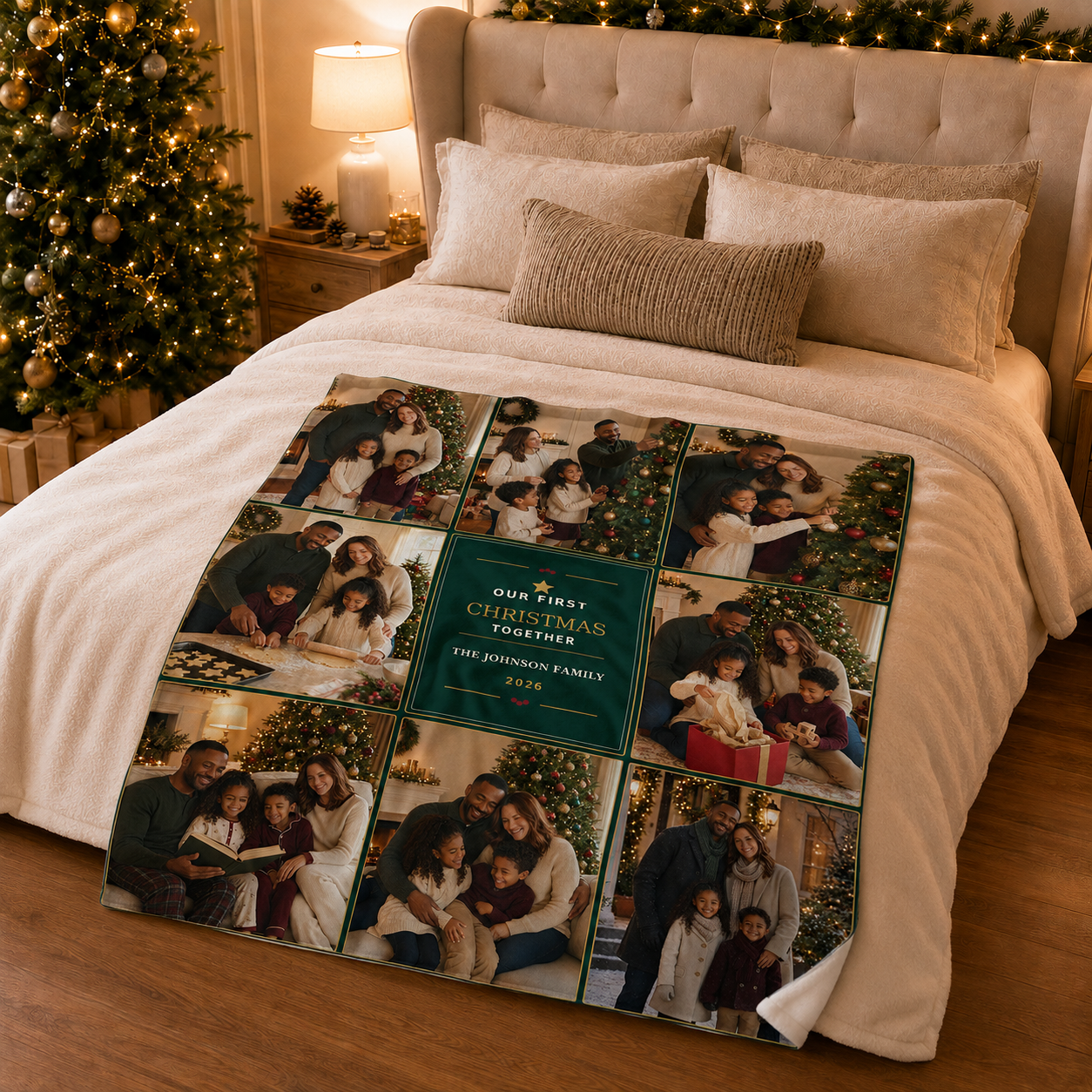 Our First Christmas Together Personalized Photo Blanket | Custom Family Collage Keepsake
