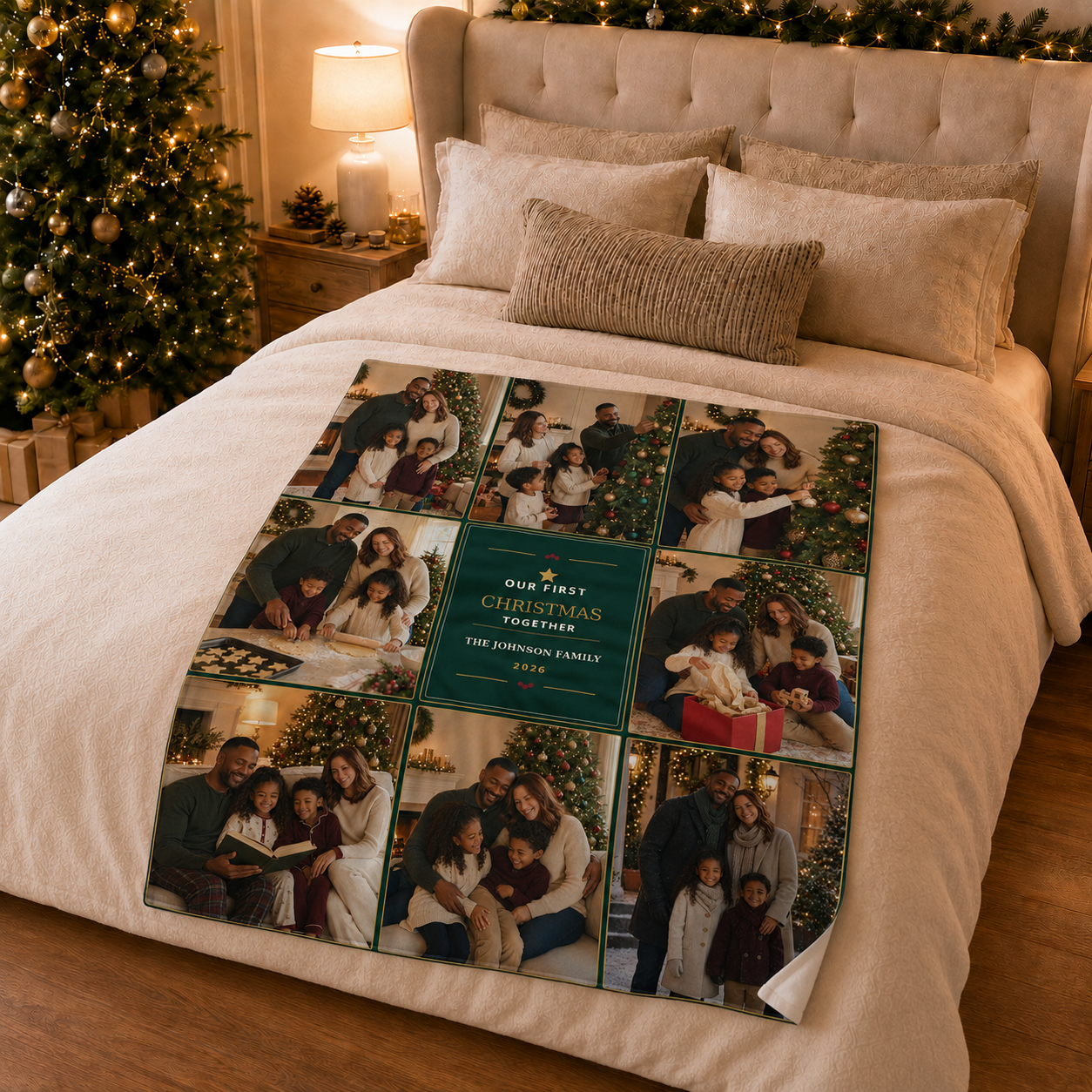 Our First Christmas Together Personalized Photo Blanket | Custom Family Collage Keepsake