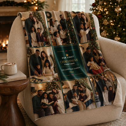 Our First Christmas Together Personalized Photo Blanket | Custom Family Collage Keepsake