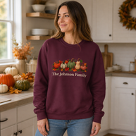 Personalized Pumpkin Family Sweatshirt – Custom Family Name Fall Crewneck, Thanksgiving Gift