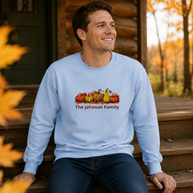 Personalized Fall Pumpkin Sweatshirt — Custom Family Name Crewneck