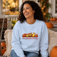 Personalized Fall Pumpkin Sweatshirt — Custom Family Name Crewneck