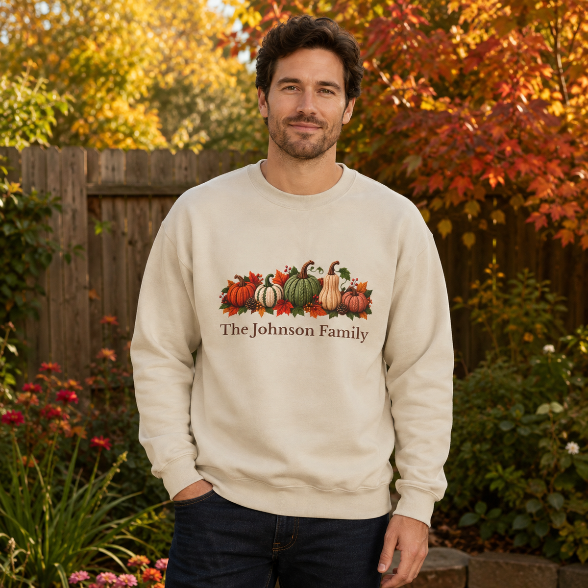 Personalized Pumpkin Family Sweatshirt – Custom Family Name Fall Crewneck, Thanksgiving Gift