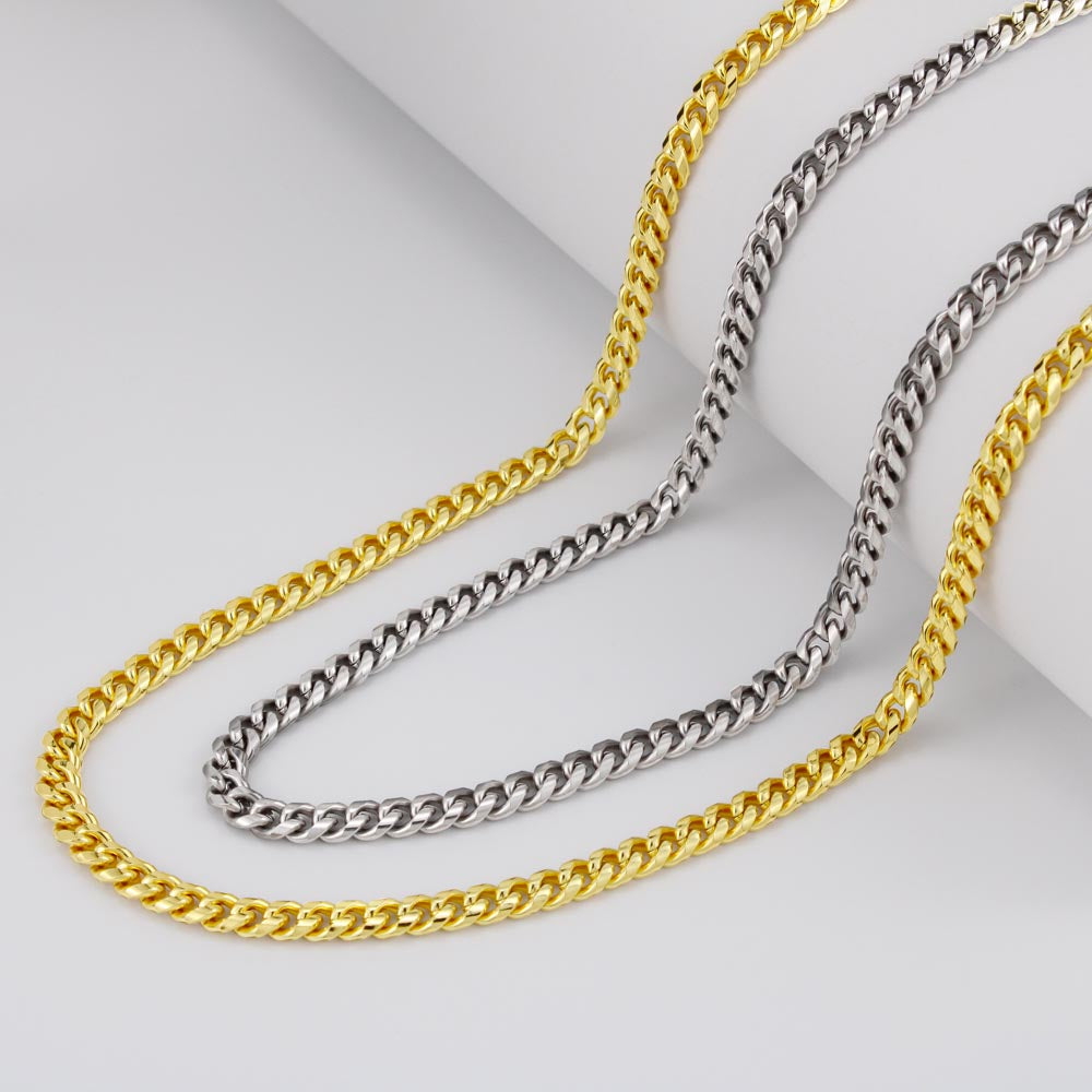 To My Son — “I See Your Strength” Cuban Link Chain | Stainless or 14K Gold, Adjustable 18–22”, 5 mm, Message Card, Gift Box Included