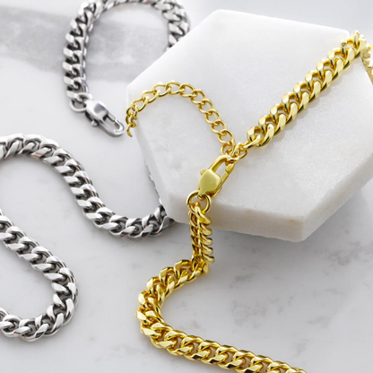 To My Son — “I See Your Strength” Cuban Link Chain | Stainless or 14K Gold, Adjustable 18–22”, 5 mm, Message Card, Gift Box Included