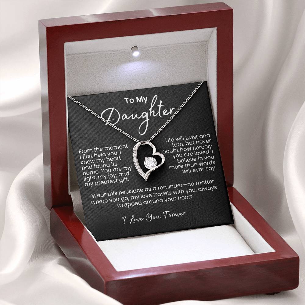 To My Daughter – Sparkling Forever Love Necklace with Heartfelt Message