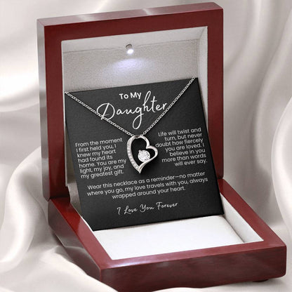 To My Daughter – Sparkling Forever Love Necklace with Heartfelt Message