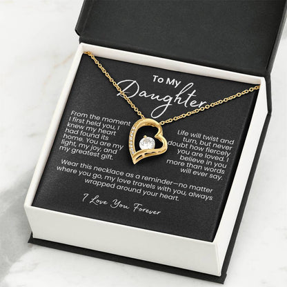 To My Daughter – Sparkling Forever Love Necklace with Heartfelt Message
