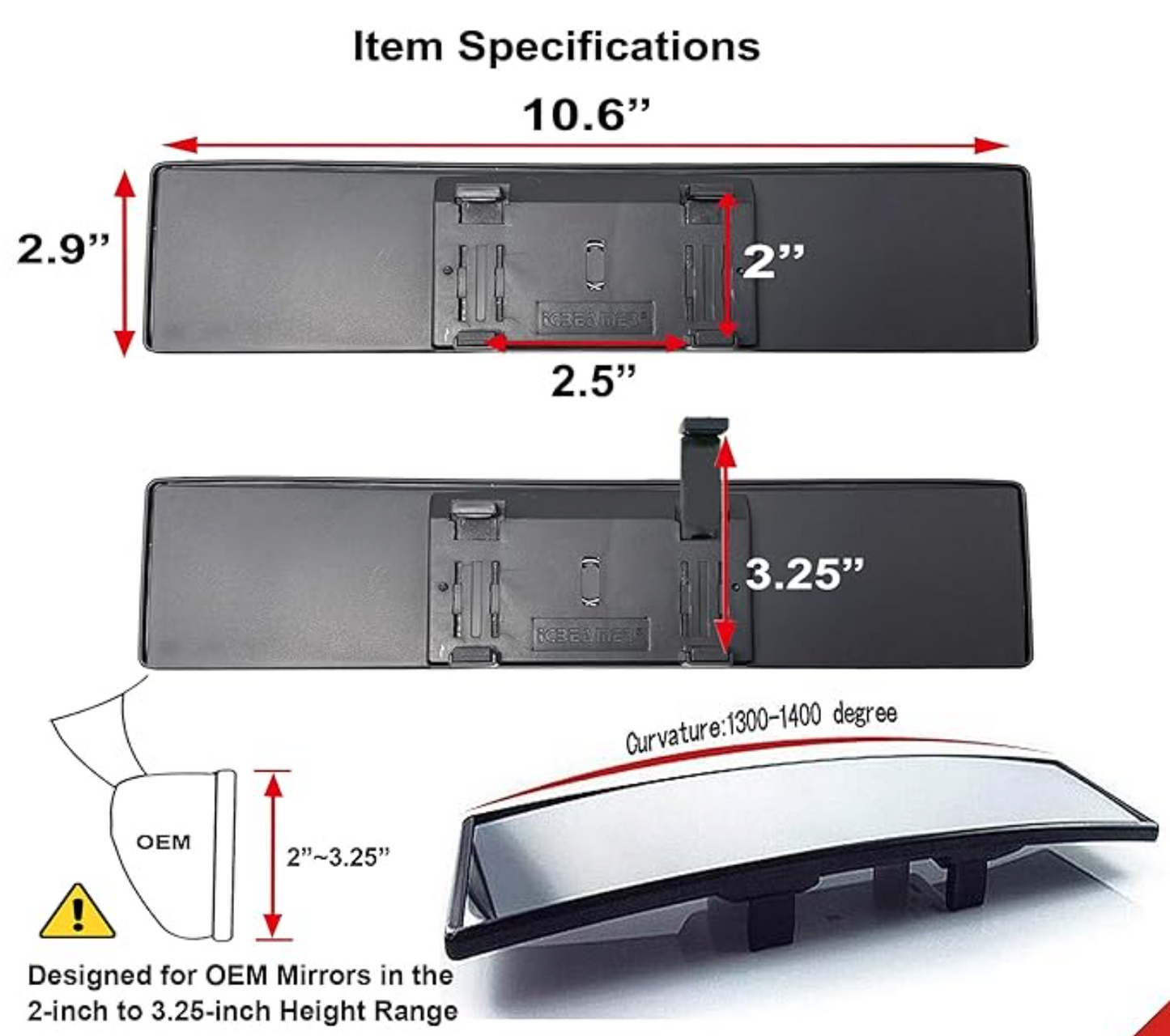 Wide View Anti-Glare Mirror
