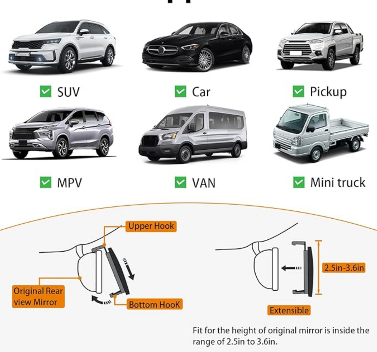 Espejo antideslumbrante de visión amplia