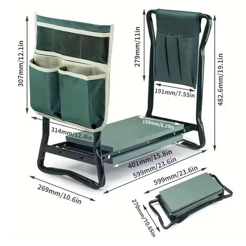 Asiento-banco portátil ComfortFold para jardinería de rodillas