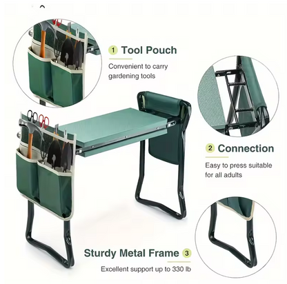 Asiento-banco portátil ComfortFold para jardinería de rodillas