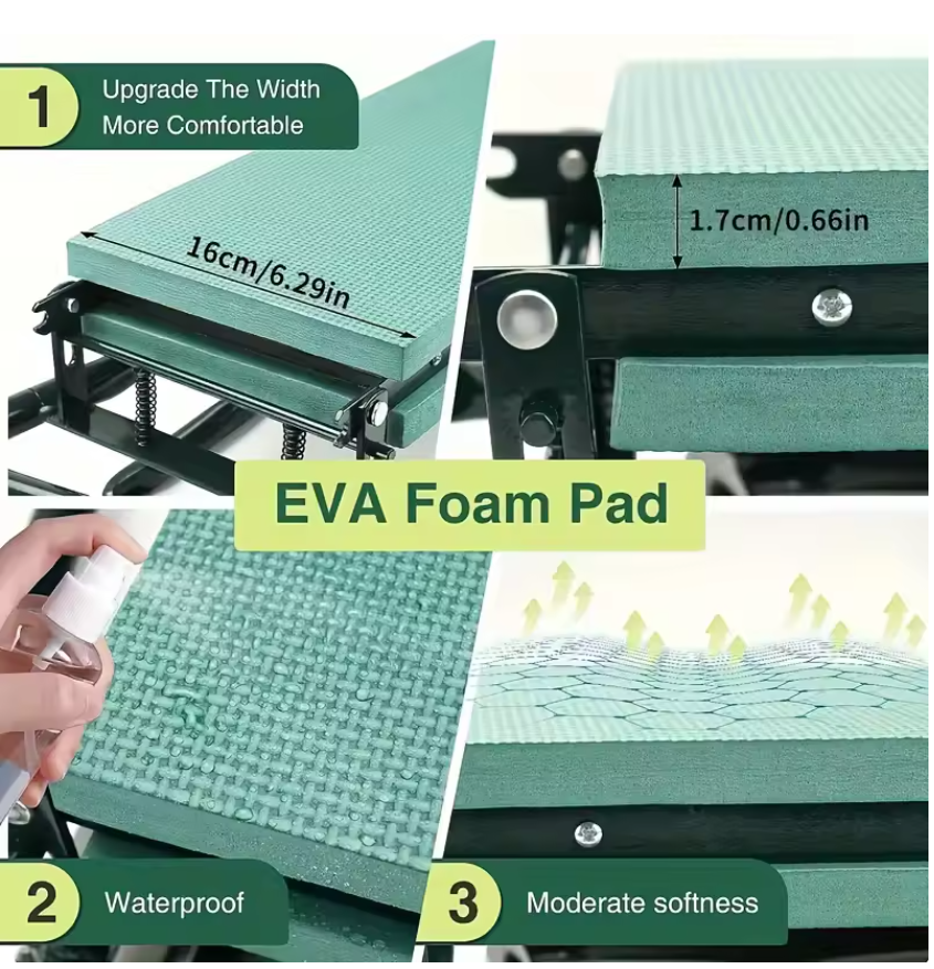 Asiento-banco portátil ComfortFold para jardinería de rodillas