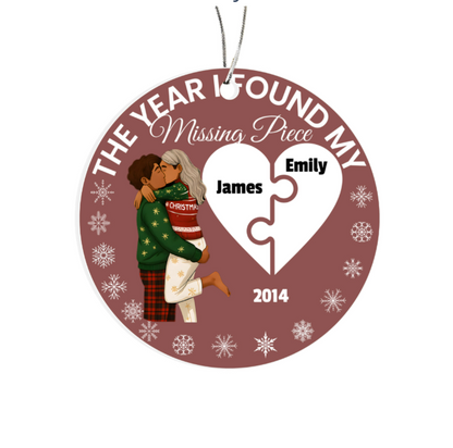 The Year I Found My Missing Piece – Personalized Couple Christmas Ornament