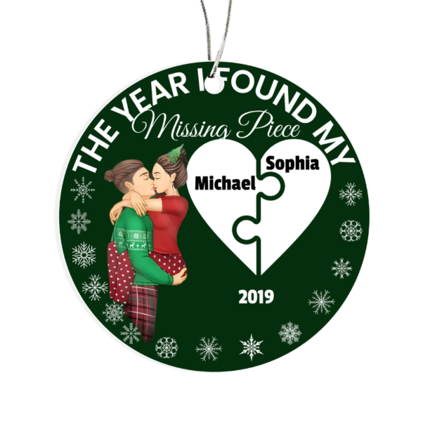 The Year I Found My Missing Piece – Personalized Couple Christmas Ornament