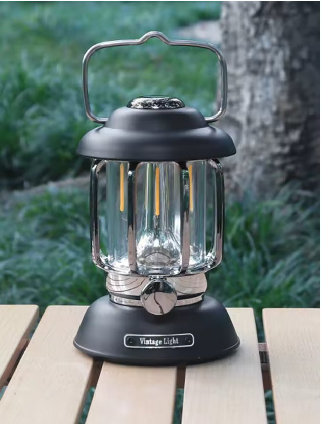 Linterna de camping recargable retro