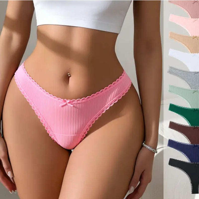 Cotton Lace Thong Set