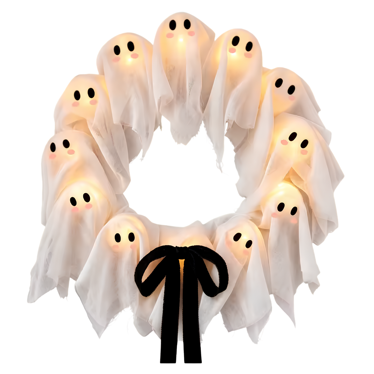 Spooky Glow Ghost Door Wreath