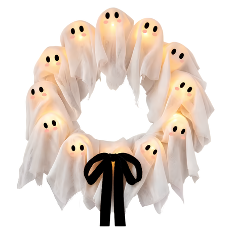 Spooky Glow Ghost Door Wreath