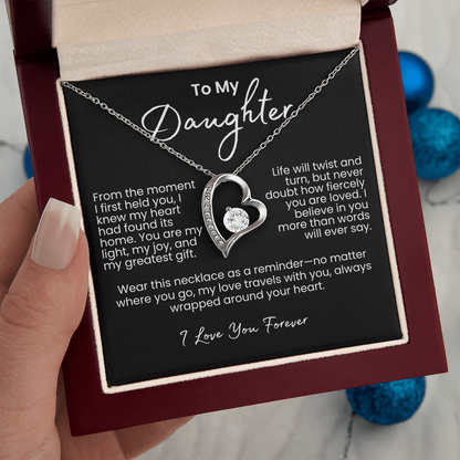 To My Daughter – Sparkling Forever Love Necklace with Heartfelt Message