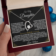 Mom - My Daughter's Safe Place Forever Love Necklace - 14k white gold finish & 18k yellow gold finish