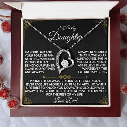 For the Daughter Who Has My Heart Necklace | From Dad |  14k white gold or 18k yellow gold finish