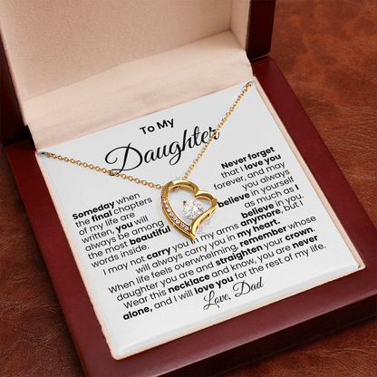 Dad's Message to Daughter — Forever Love Necklace |Finish → 14k White Gold Finish / 18k Yellow Gold Finish