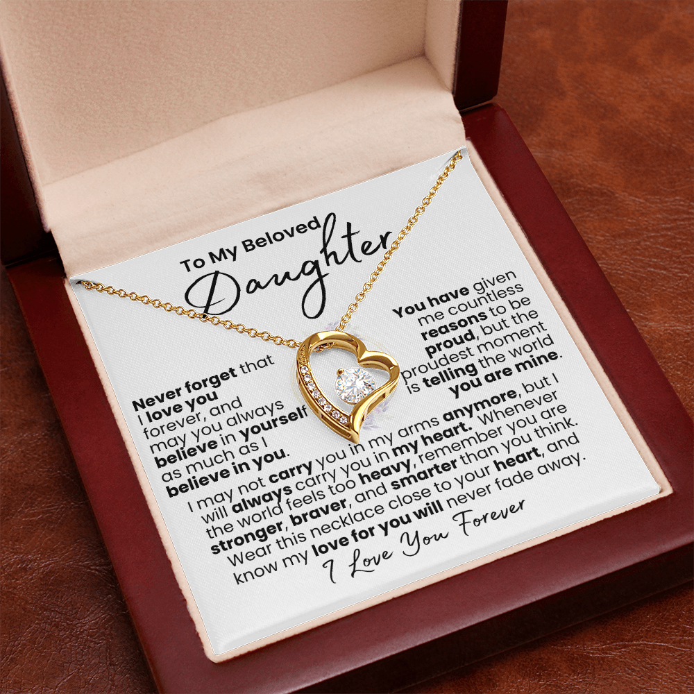 “Always In My Heart” Daughter Necklace — Forever Love Pendant (Gold/White Gold)
