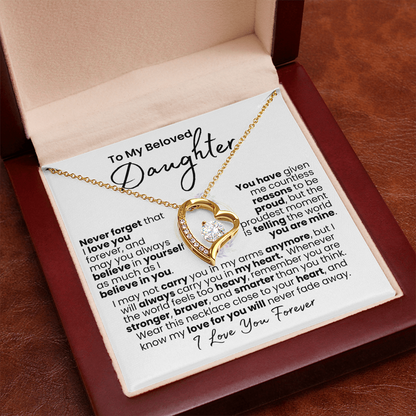 “Always In My Heart” Daughter Necklace — Forever Love Pendant (Gold/White Gold)