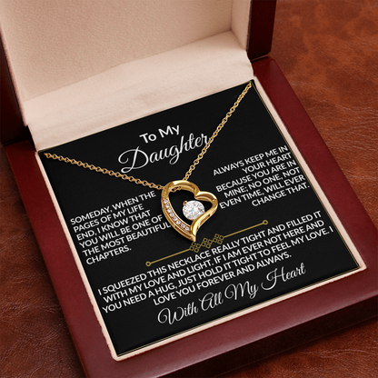To My Daughter – With All My Heart Forever Love Necklace | 14k white gold finish or 18k yellow gold finish