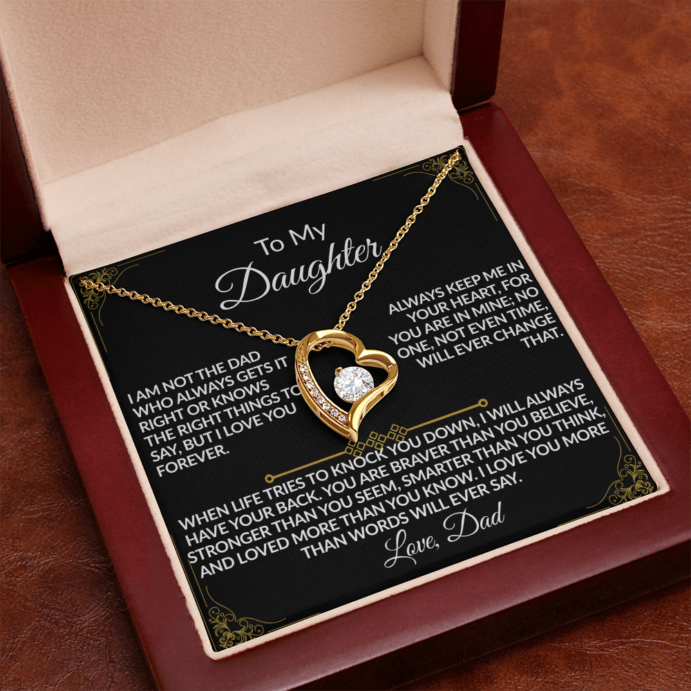Dad's “I'll Always Have Your Back” Daughter Forever Love Necklace - (14k white & 18k yellow gold finish)