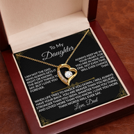 Dad's “I'll Always Have Your Back” Daughter Forever Love Necklace - (14k white & 18k yellow gold finish)