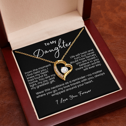 To My Daughter – Sparkling Forever Love Necklace with Heartfelt Message