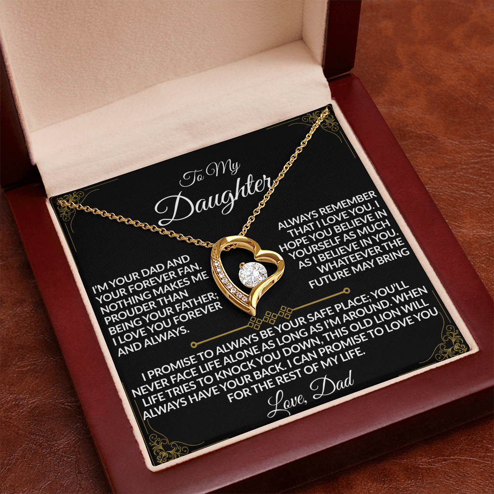 For the Daughter Who Has My Heart Necklace | From Dad |  14k white gold or 18k yellow gold finish